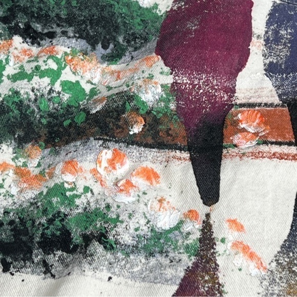 Marguerita Oversized Hand Painted Off White Denim Shacket Top Size M‎ - Picture 7 of 15